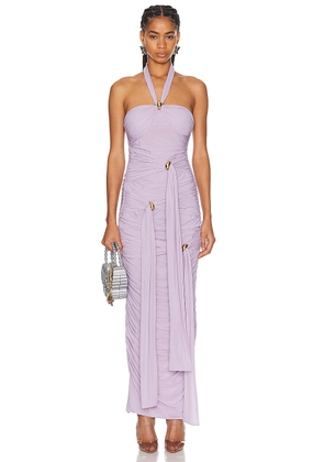Blumarine Halter Neck Maxi Dress in Lavender - Lavender. Size 40 (also in 42).