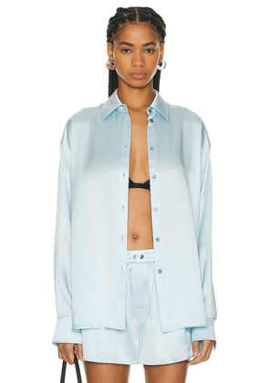 Alexander Wang Oversized Top W/ Tulle Cut Out Back Panel in Shine Blue - Navy. Size M (also in S).