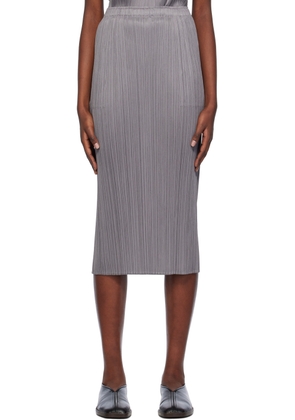 PLEATS PLEASE ISSEY MIYAKE Gray Basics Midi Skirt