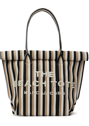 Marc Jacobs Taupe & Black 'The Striped Jacquard Beach' Tote