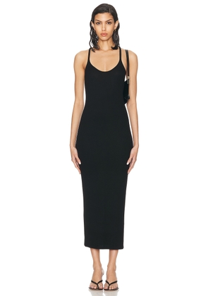 Enza Costa Silk Rib U Neck Midi Dress in Black - Black. Size M (also in S, XS).