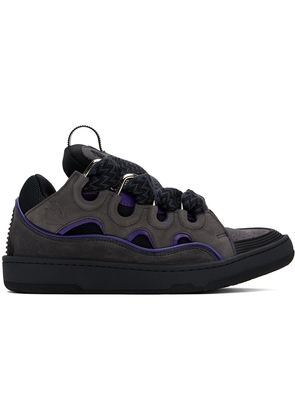 Lanvin SSENSE Exclusive Gray & Black Leather Curb Sneakers