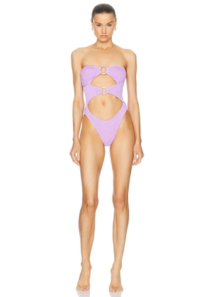 Bond Eye Lana One Piece Swimsuit in Lilac Shimmer - Lavender. Size all.