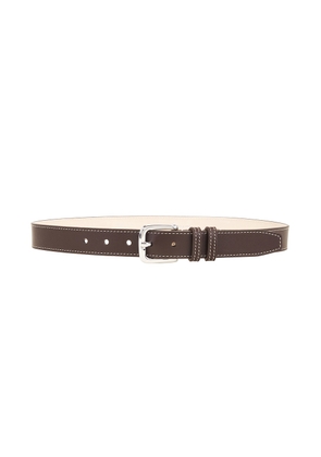 DEHANCHE Louison Belt in Tobacco  Ivory Stitch  & Silver - Brown. Size L (also in M, S, XS).
