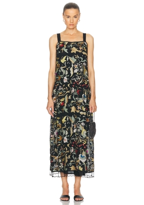BODE Heirloom Floral Gown in Black Multi - Black. Size L (also in S, XS).