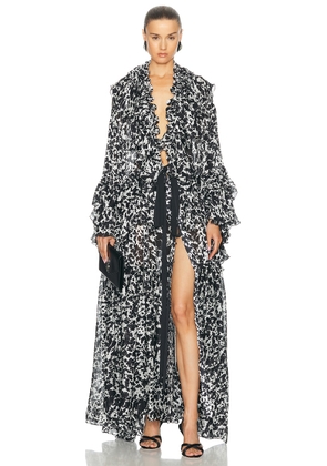 Christopher John Rogers for FWRD Tiered Ruffle Caftan in Black Multi - Black. Size M (also in S).