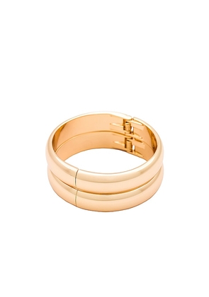 Ettika Simple Stackable Bangle Bracelet Set in Metallic Gold.