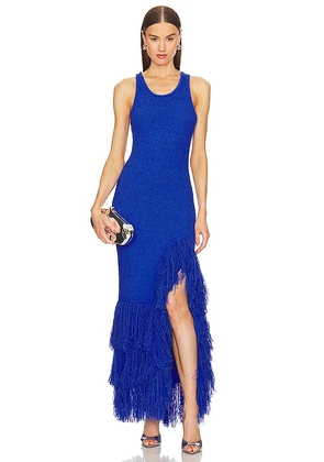 AKNVAS x REVOLVE Sasha Fringe Dress in Blue. Size L, M, XS.