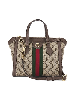 FWRD Renew Gucci GG Supreme Ophidia 2 Way Handbag in Beige.