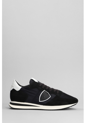 Philippe Model Trpx Low Sneakers In Black Suede And Fabric