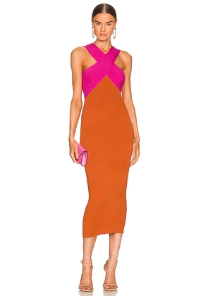 Le Superbe Midi Dress in Orange. Size XS.