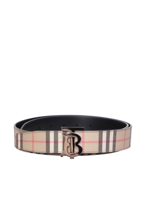 Burberry Check And Leather Belt