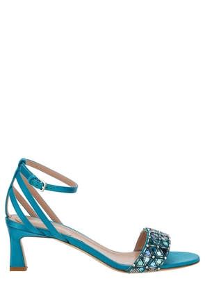 Alberta Ferretti Light Blue Sandals With Mirror-Like Details In Leather Woman
