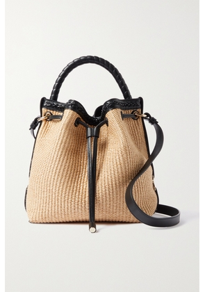 Chloé - Marcie Leather-trimmed Raffia Bucket Bag - Neutrals - One size