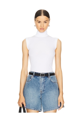 Norma Kamali Slim Fit Sleeveless Turtleneck Top in White. Size M, S, XL, XS, XXS.