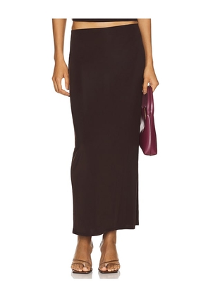 NBD x Maggie MacDonald Serafine Skirt in Chocolate. Size M, S, XL, XS, XXS.