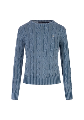 Ralph Lauren Indigo Chambray Cable Cotton Sweater