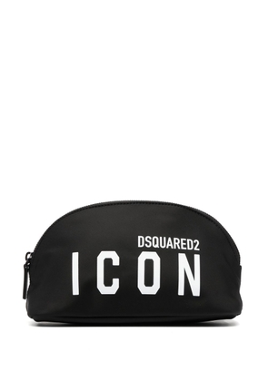 Dsquared2 logo-print leather-trimmed makeup bag - Black