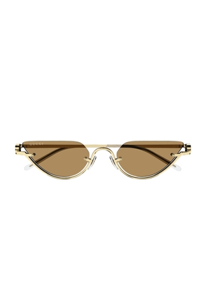 Gucci Eyewear Gg1603S Linea Gg Logo 002 Gold Brown Sunglasses