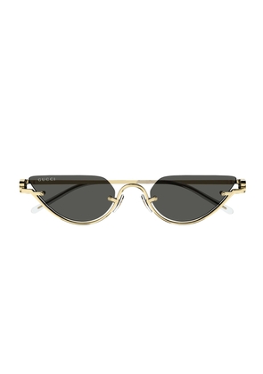 Gucci Eyewear Gg1603S Linea Gg Logo 001 Gold Grey Sunglasses