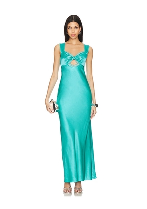 SALONI Lina Long Dress in Teal. Size 4, 6, 8.