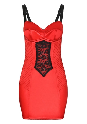 Dolce & Gabbana lace-detail satin minidress - Red