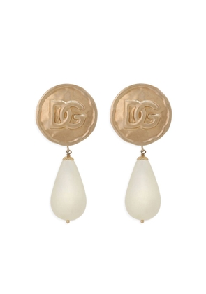 Dolce & Gabbana logo-embossed drop earrings - Gold