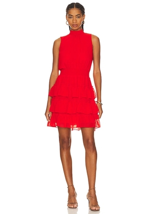 1. STATE Ruffled Smock Neck Dress in Red. Size XS.