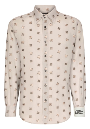 Dolce & Gabbana floral-embroidered cotton shirt - Neutrals
