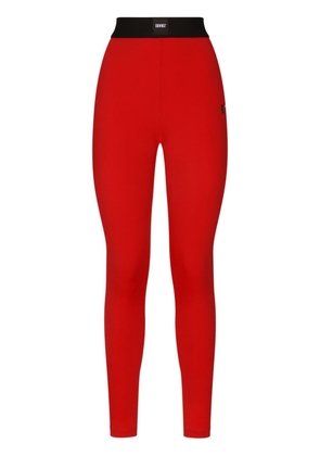 Dolce & Gabbana DGVIB3 logo-patch high-waist leggings - Red