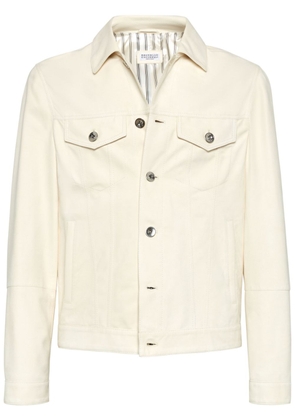 Brunello Cucinelli button-up leather jacket - White