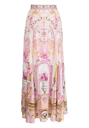 Camilla floral-print silk maxi skirt - Pink