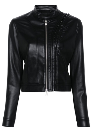 Y/Project logo-patch faux leather jacket - Black