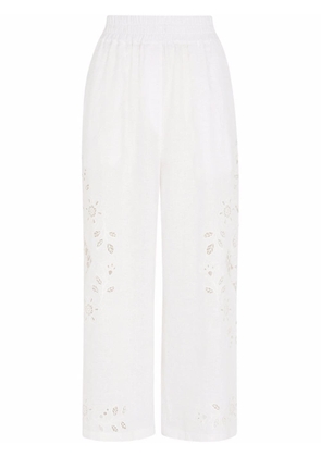 Dolce & Gabbana embroidered cropped linen trousers - White