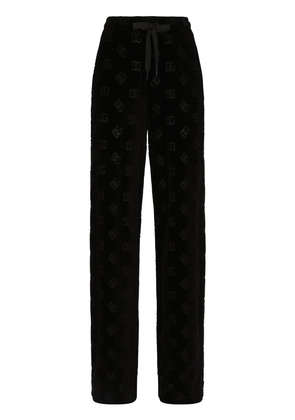 Dolce & Gabbana DG-logo flocked track pants - Black