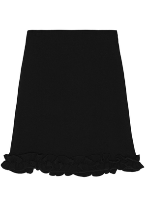 GANNI ruffle-hem bonded-crepe skirt - Black