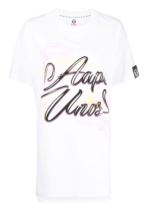 AAPE BY *A BATHING APE® spray-paint effect logo T-shirt - White