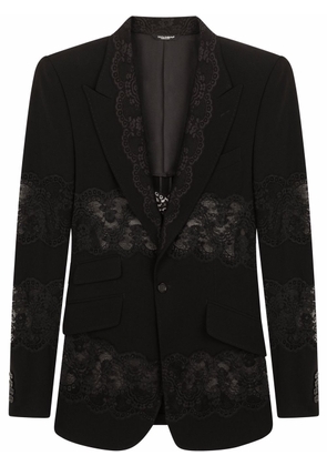 Dolce & Gabbana lace-panel single-breasted blazer - Black