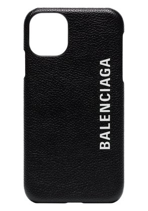 Balenciaga logo print iPhone 11 leather case - Black