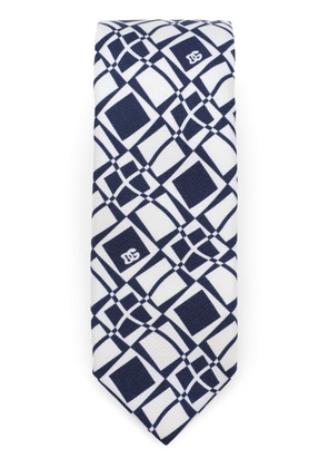 Dolce & Gabbana graphic-print silk twill tie - Blue