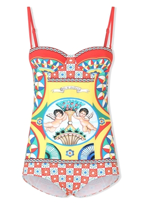 Dolce & Gabbana Carretto-print balconette swimsuit - Red