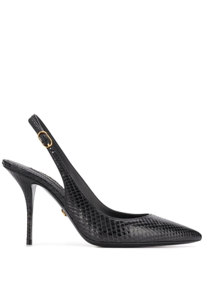 Dolce & Gabbana tiger-print leather slingback pumps - Black