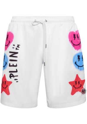 Philipp Plein graphic-print swim shorts - White