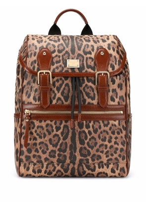 Dolce & Gabbana Crespo leopard-print backpack - Brown