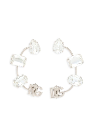 Dolce & Gabbana logo-plaque crystal-embellished ear cuff - Silver
