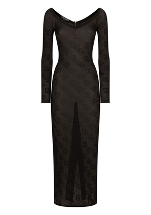 Dolce & Gabbana logo-jacquard V-neck maxi dress - Black