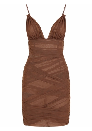 Dolce & Gabbana wrapover tulle minidress - Brown