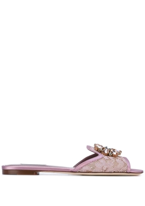 Dolce & Gabbana Rainbow Lace brooch-detail sandals - Pink