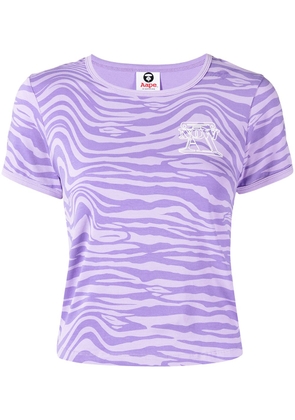 AAPE BY *A BATHING APE® logo zebra-print T-shirt - Purple