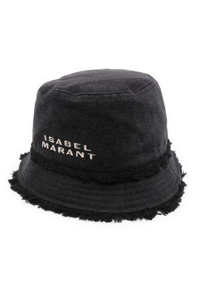 ISABEL MARANT logo-embroidered denim bucket hat - Black